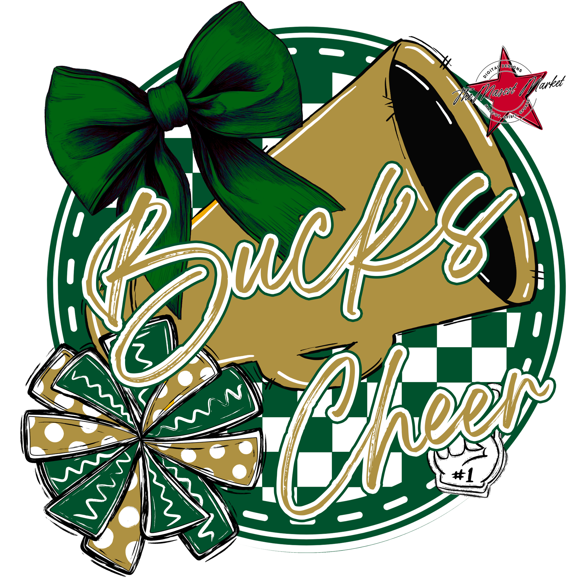 Bucks Circle Cheer Design-Green-Gold