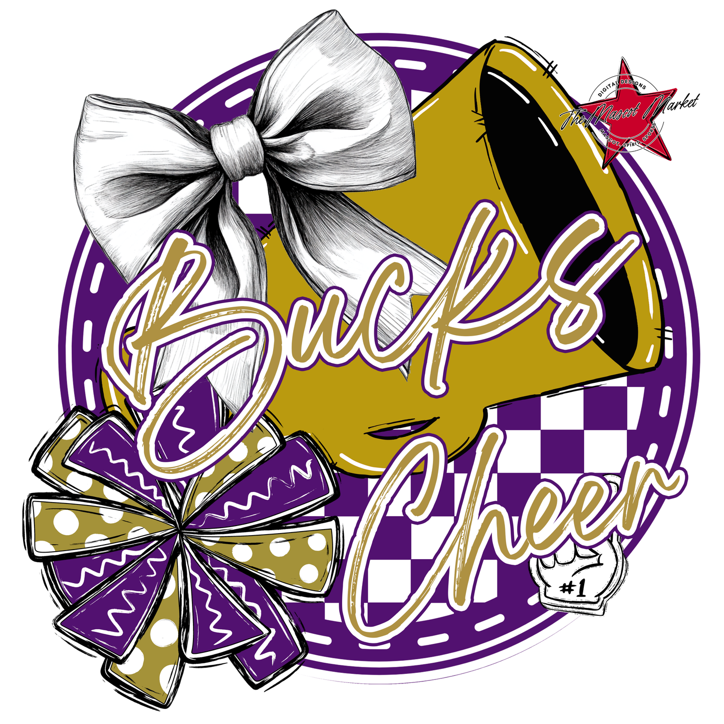 Bucks Circle Cheer Design-Purple-Gold