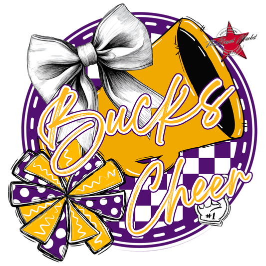 Bucks Circle Cheer Design-Purple-Yellow