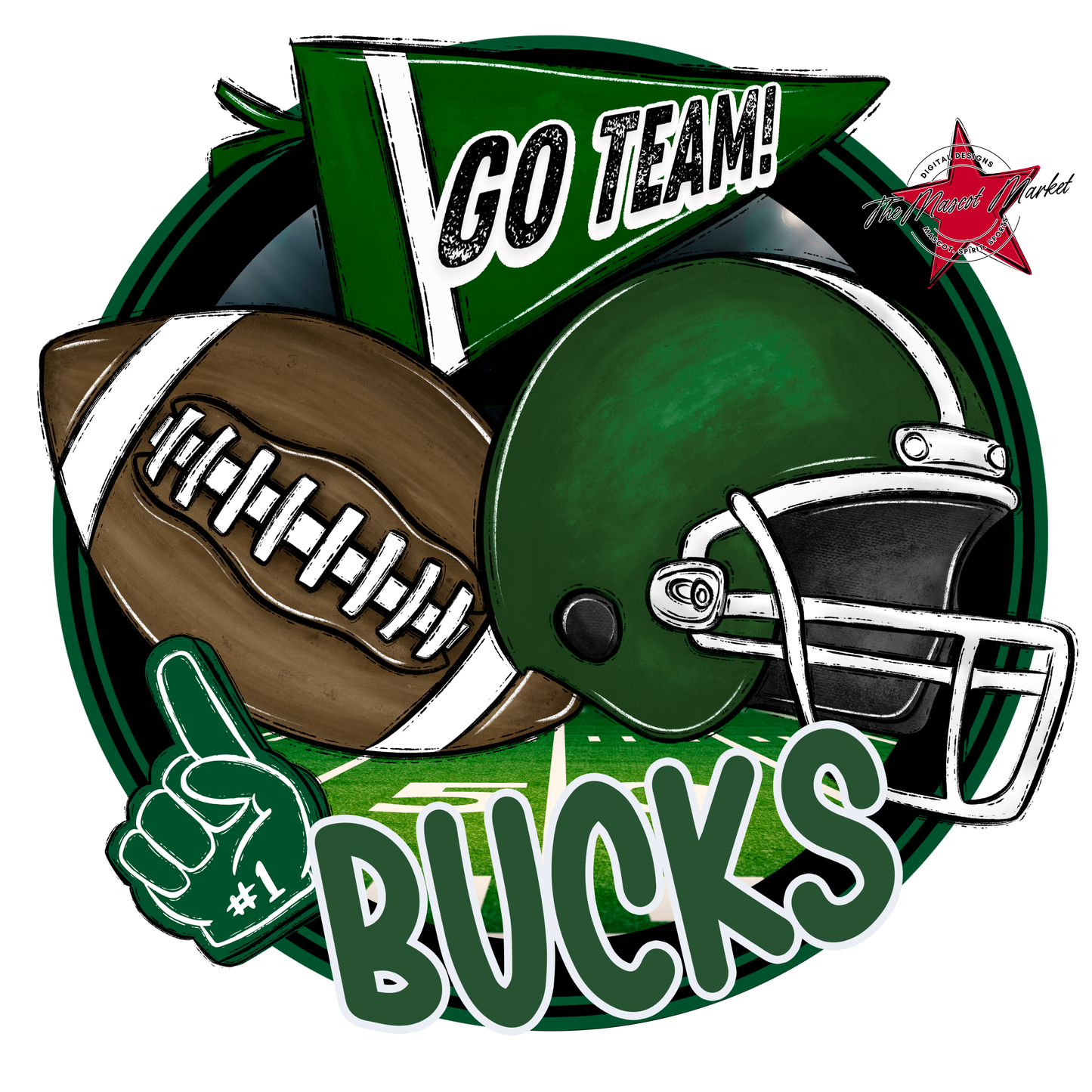 Bucks Circle Football Design-Green