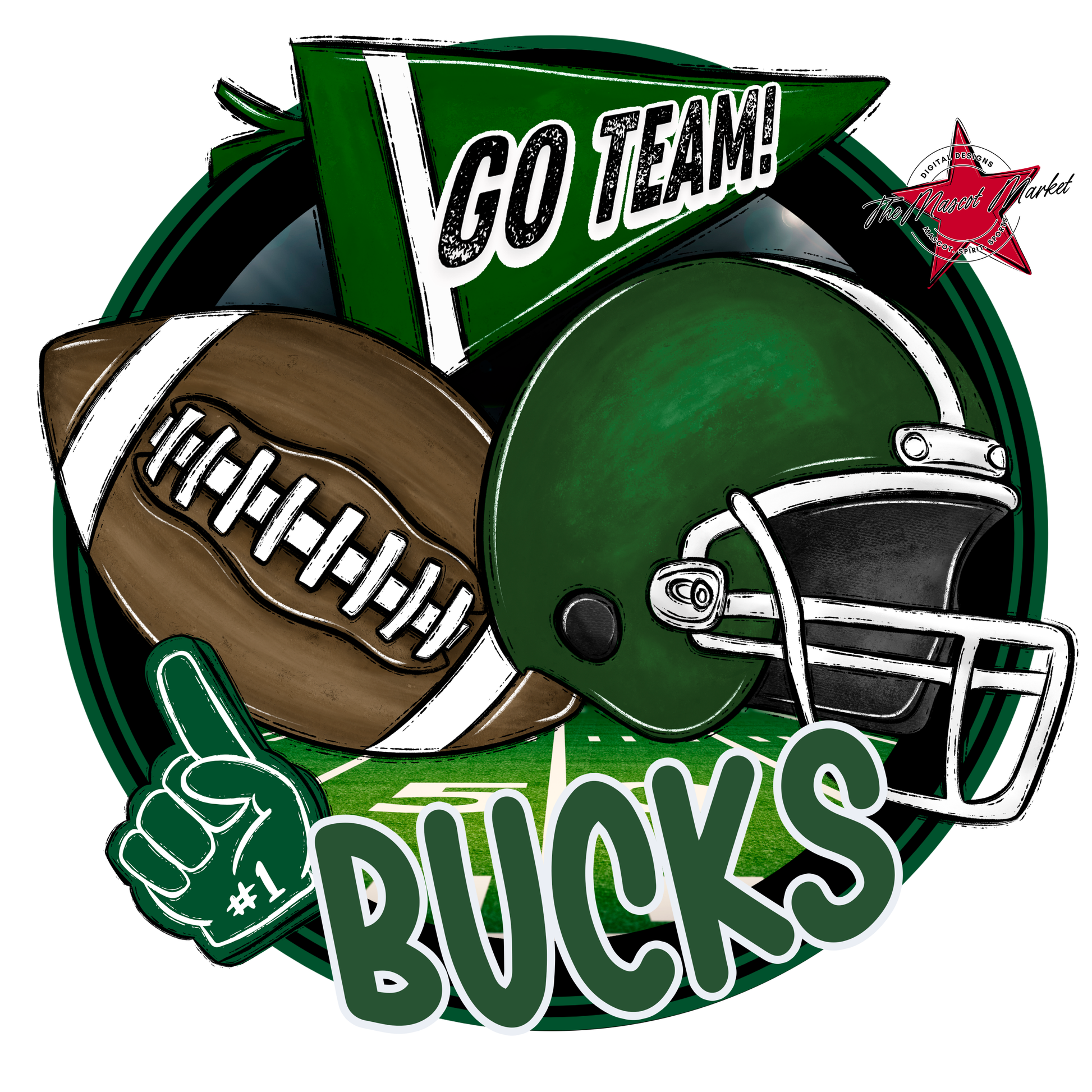 Bucks Circle Football Design-Green