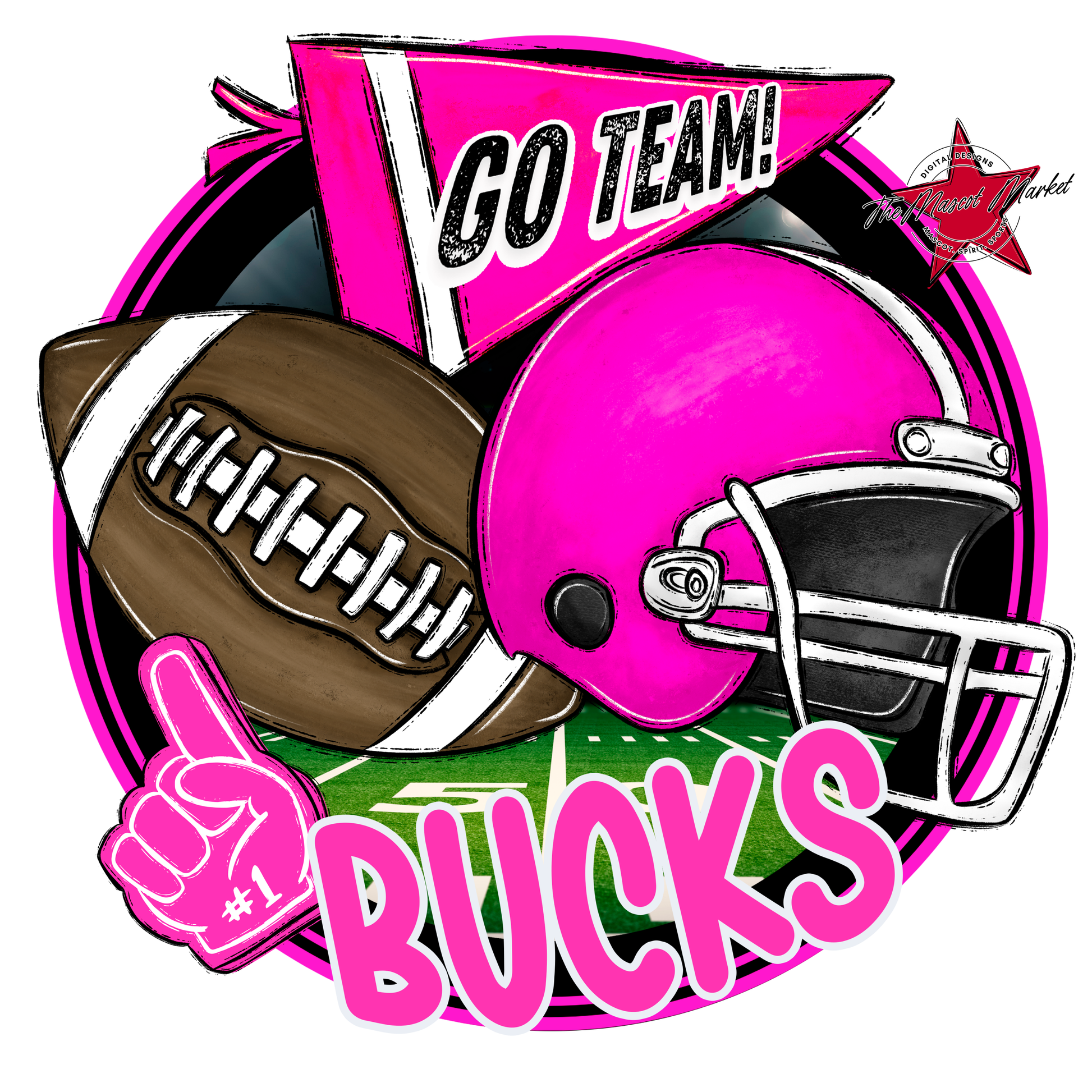 Bucks Circle Football Design-Pink