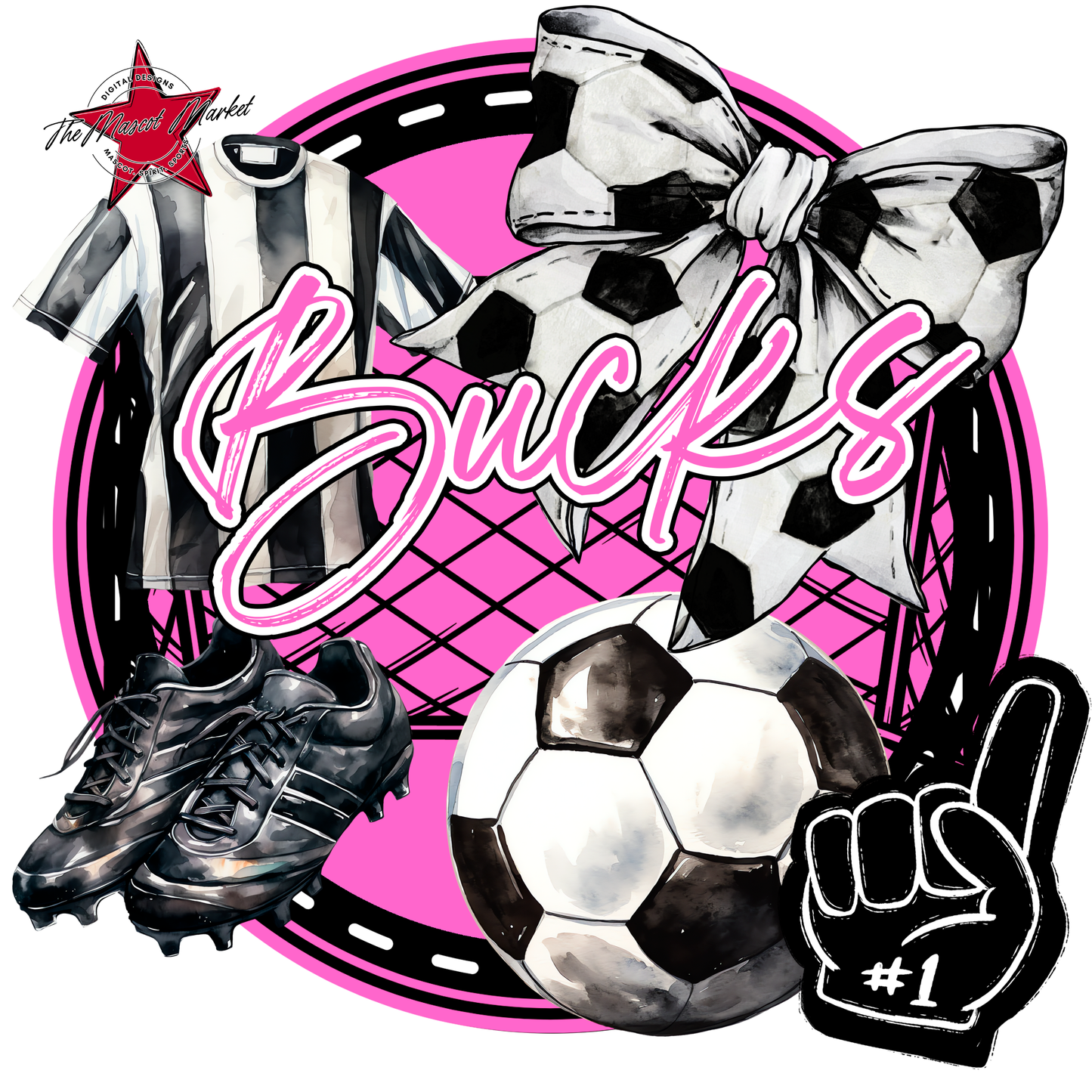 Bucks Circle Soccer Design-Baby Pink