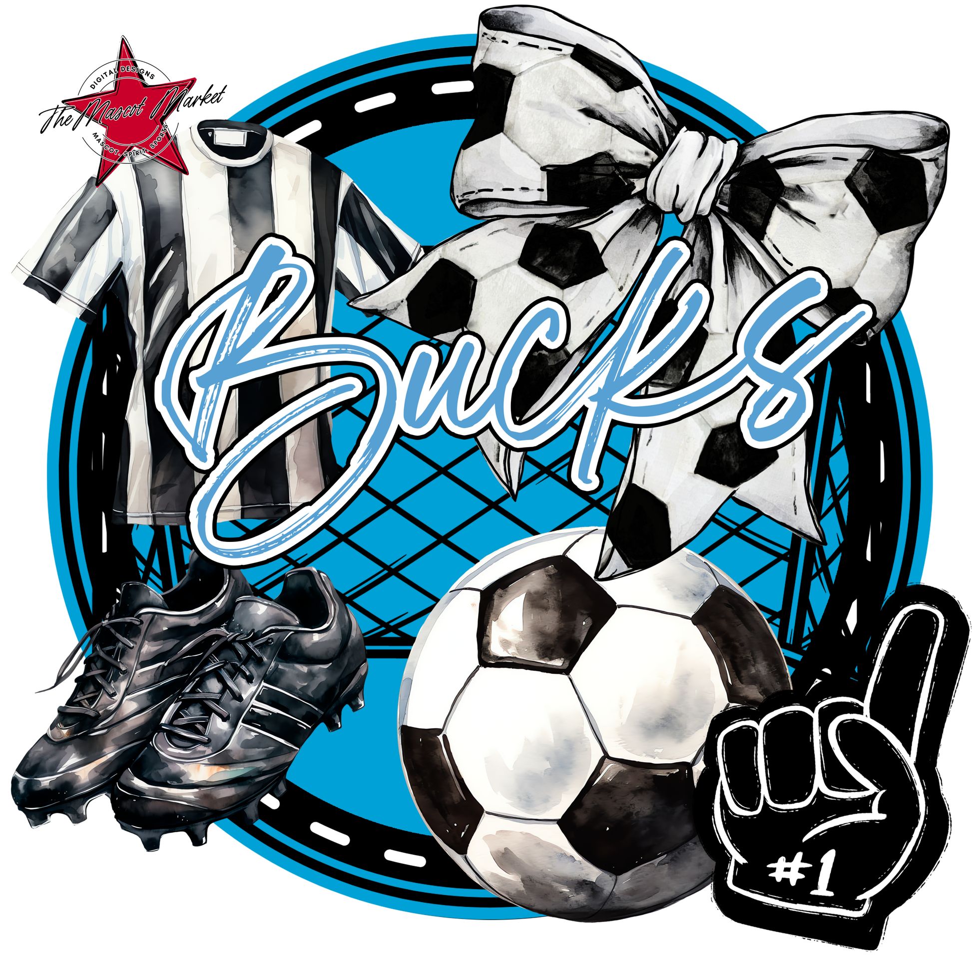 Bucks Circle Soccer Design-Carolina Blue