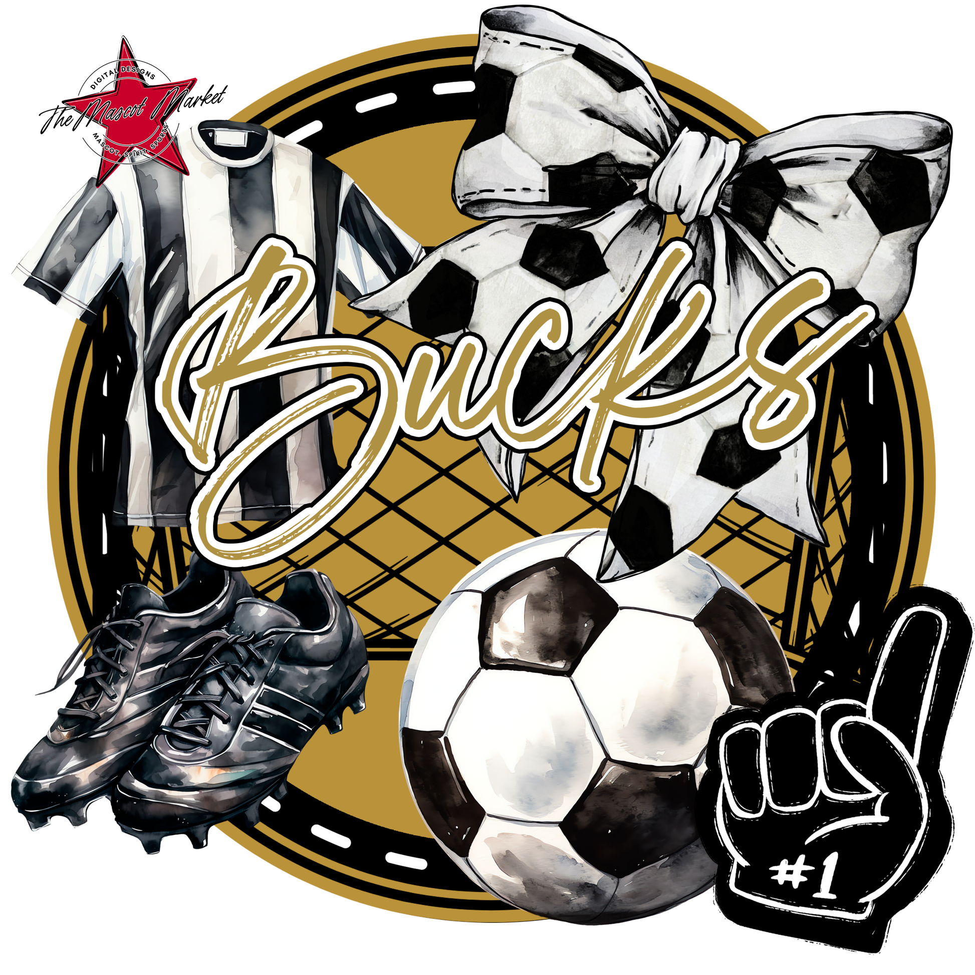 Bucks Circle Soccer Design-Gold