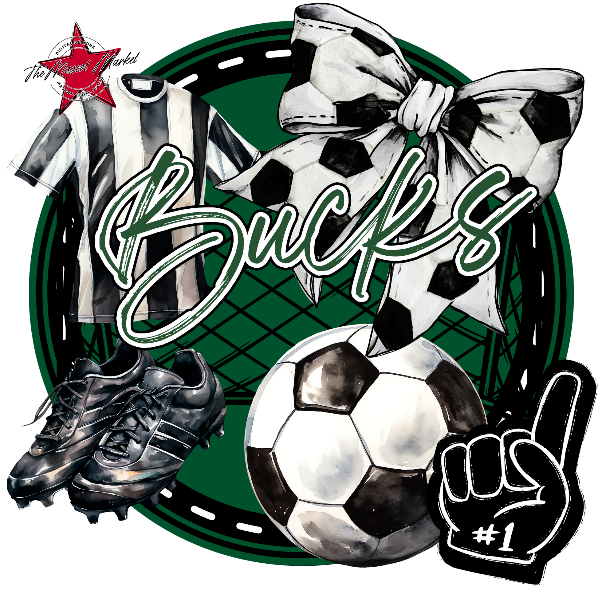 Bucks Circle Soccer Design-Green
