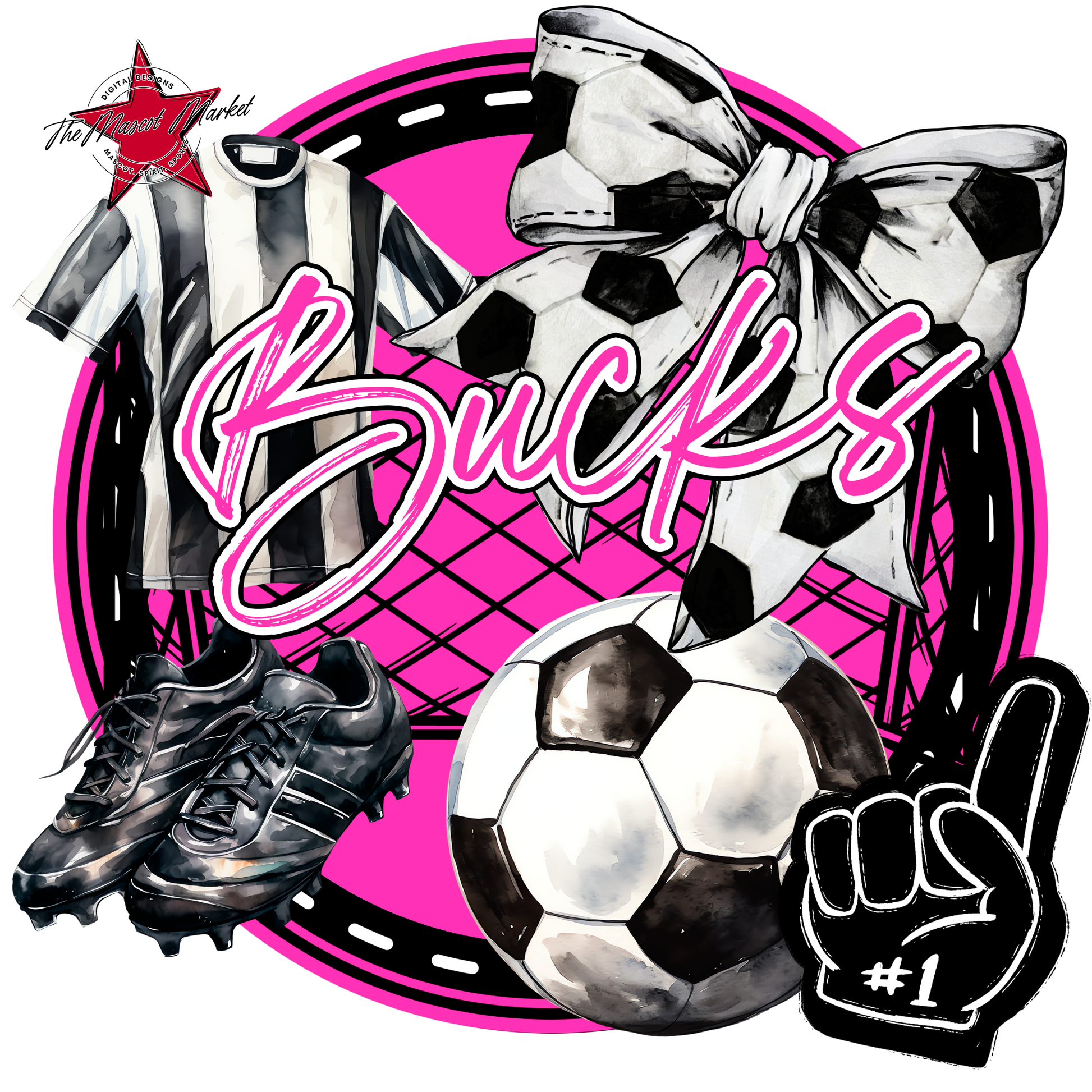 Bucks Circle Soccer Design-Pink