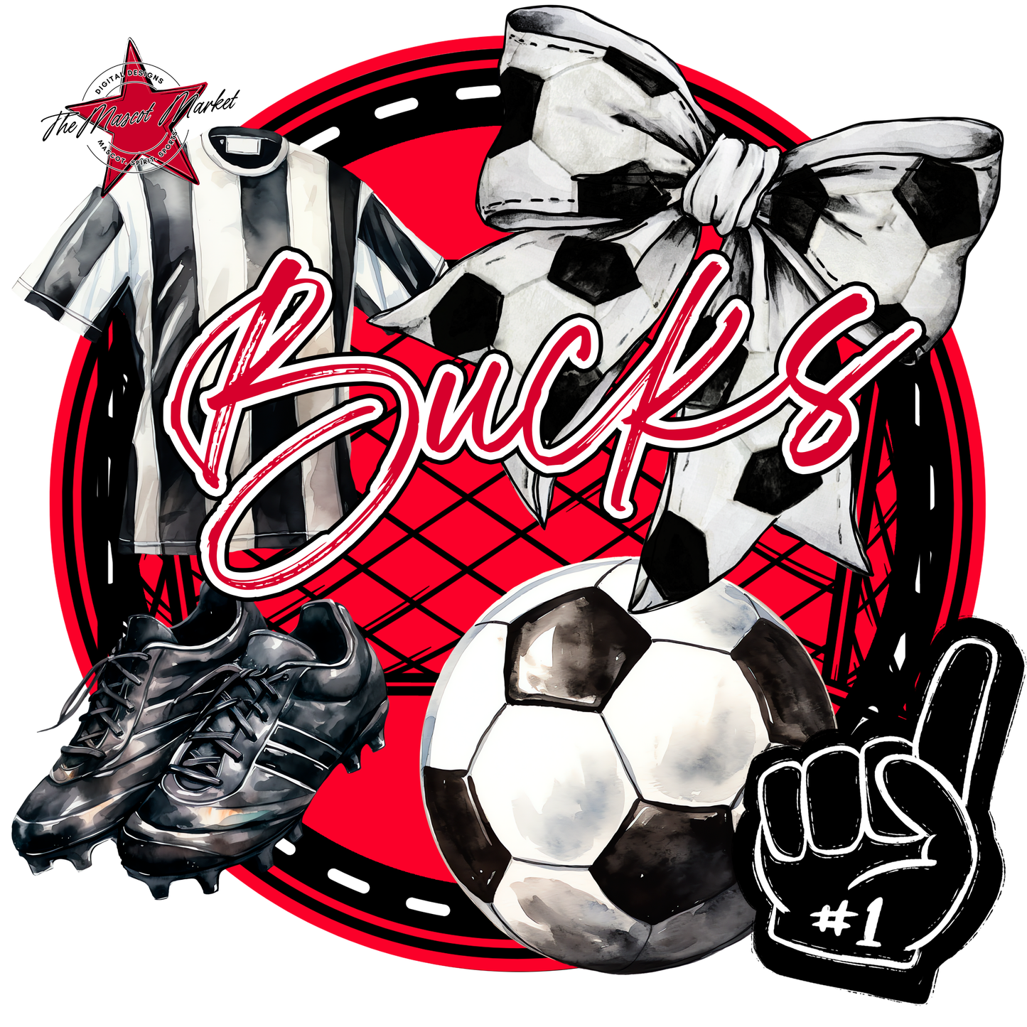 Bucks Circle Soccer Design-Red