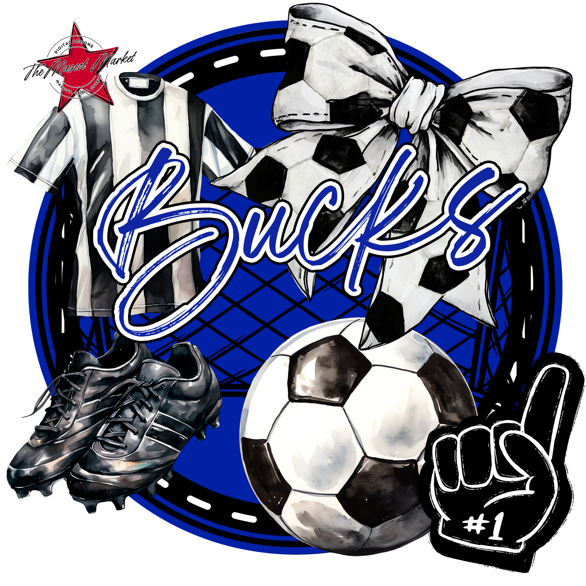 Bucks Circle Soccer Design-Royal Blue