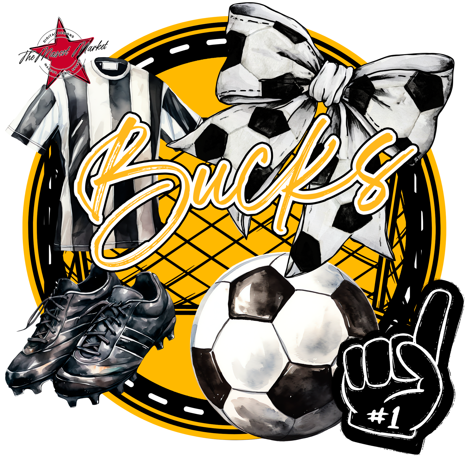 Bucks Circle Soccer Design-Yellow