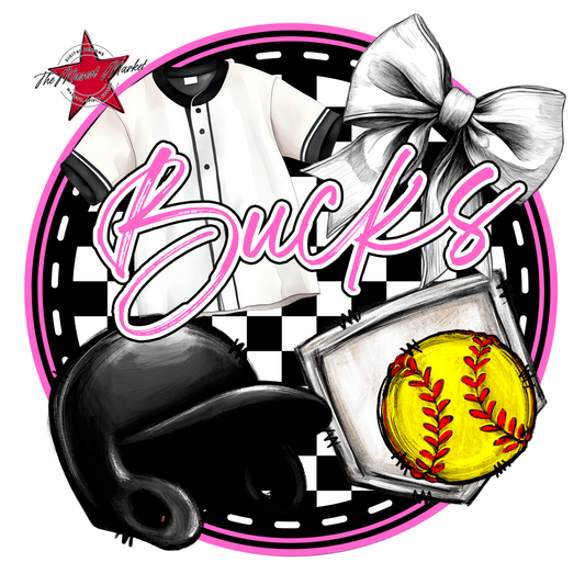 Bucks Circle Softball Design-Baby Pink