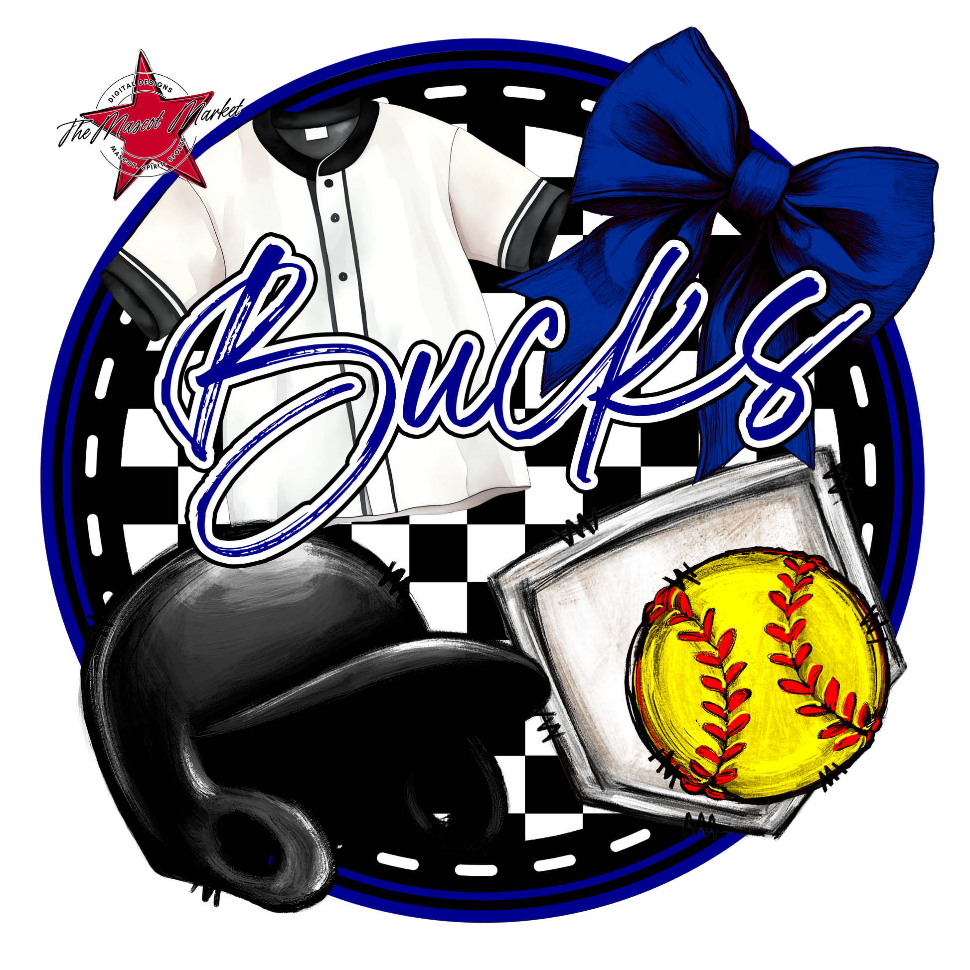 Bucks Circle Softball Design-Blue