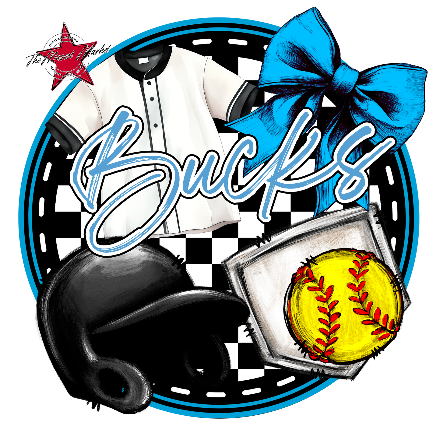 Bucks Circle Softball Design-Carolina Blue