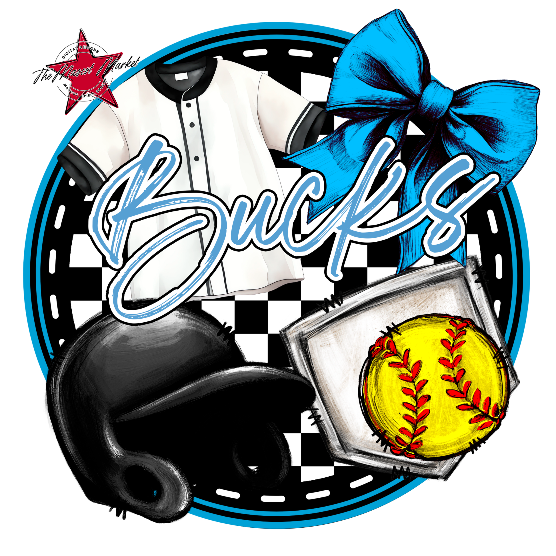 Bucks Circle Softball Design-Carolina Blue