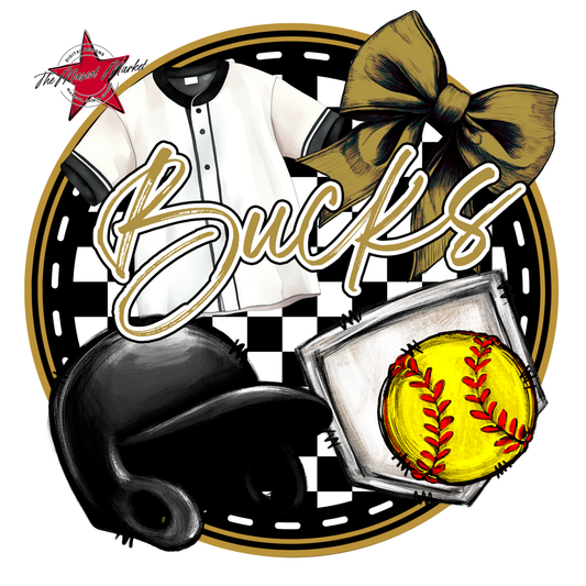 Bucks Circle Softball Design-Gold