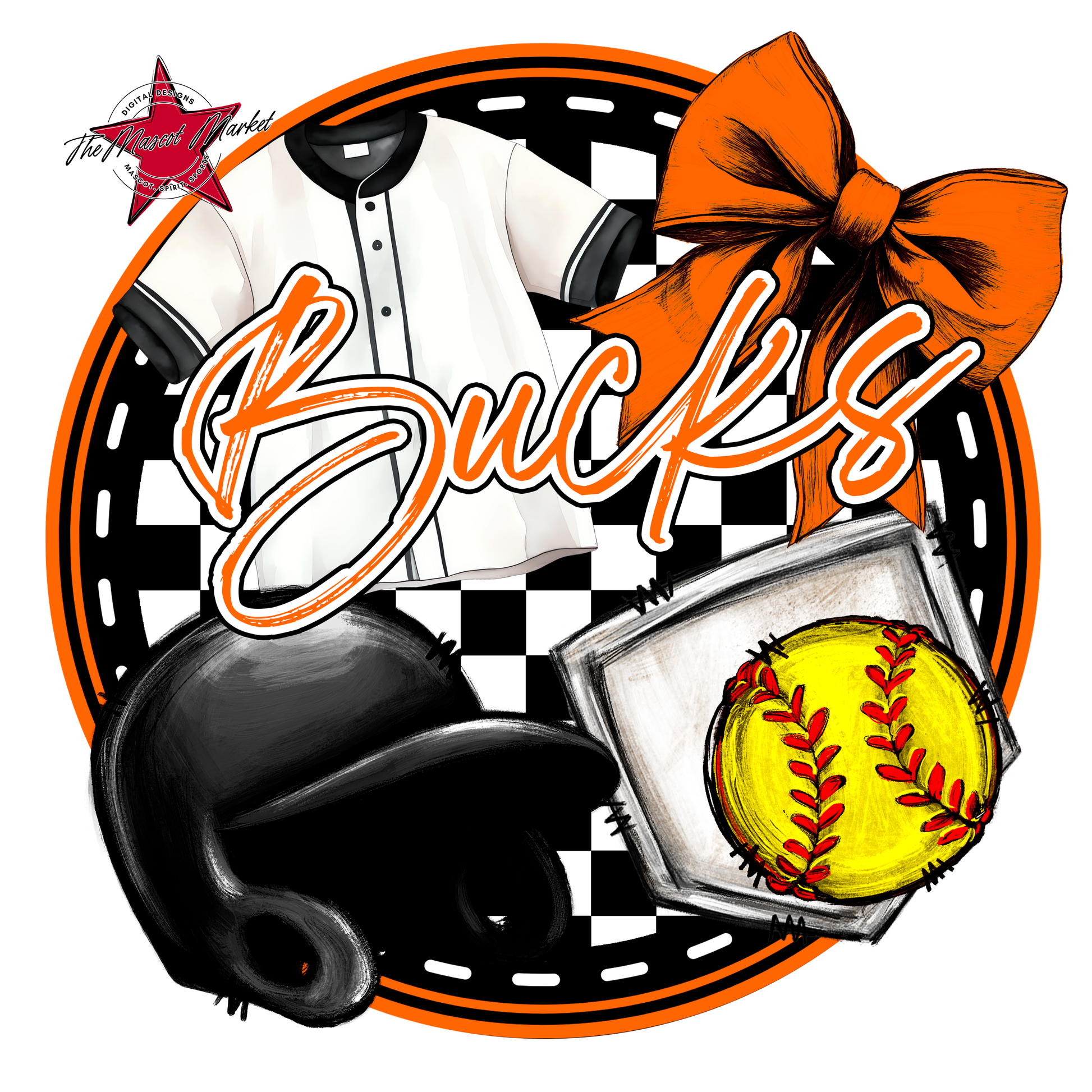 Bucks Circle Softball Design-Orange