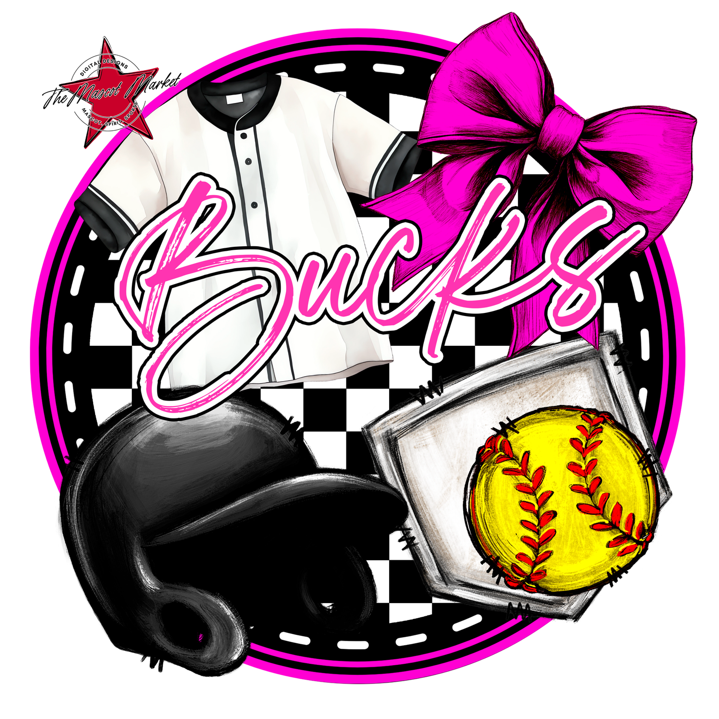 Bucks Circle Softball Design-Pink