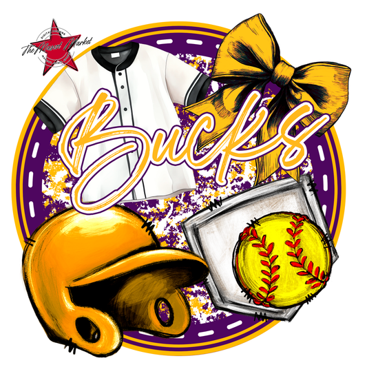 Bucks Circle Softball Design-Purple-Yellow