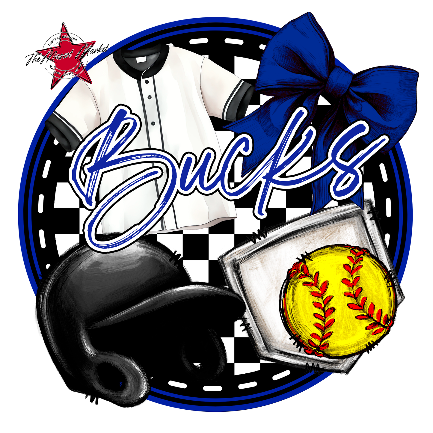 Bucks Circle Softball Design-Royal Blue