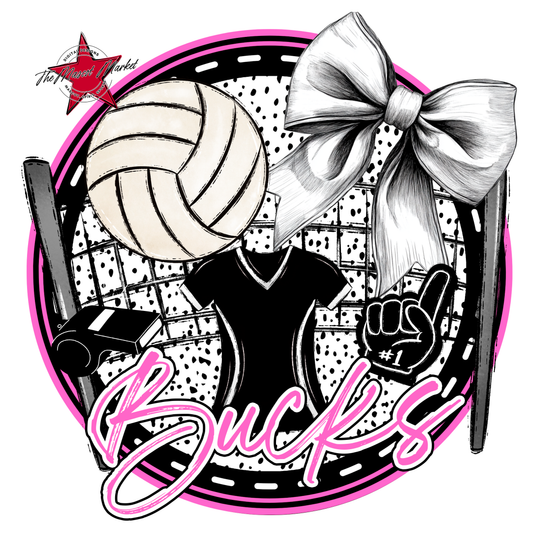 Bucks Circle Volleyball Design-Baby Pink