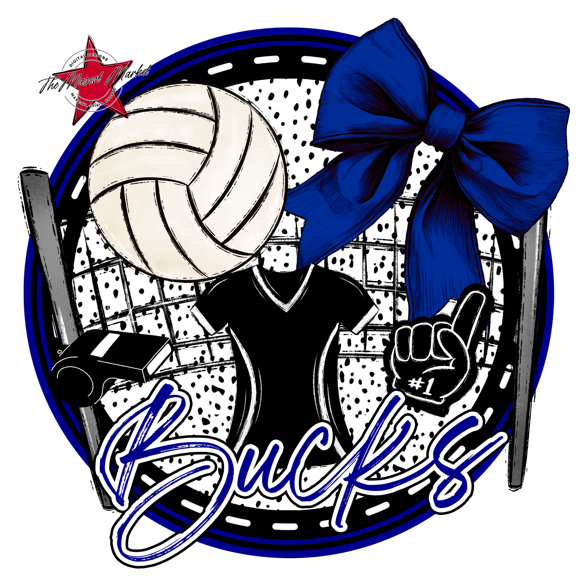 Bucks Circle Volleyball Design-Blue