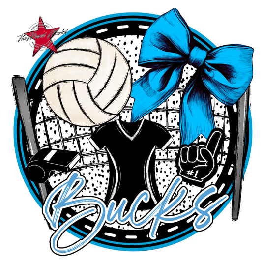 Bucks Circle Volleyball Design-Carolina Blue