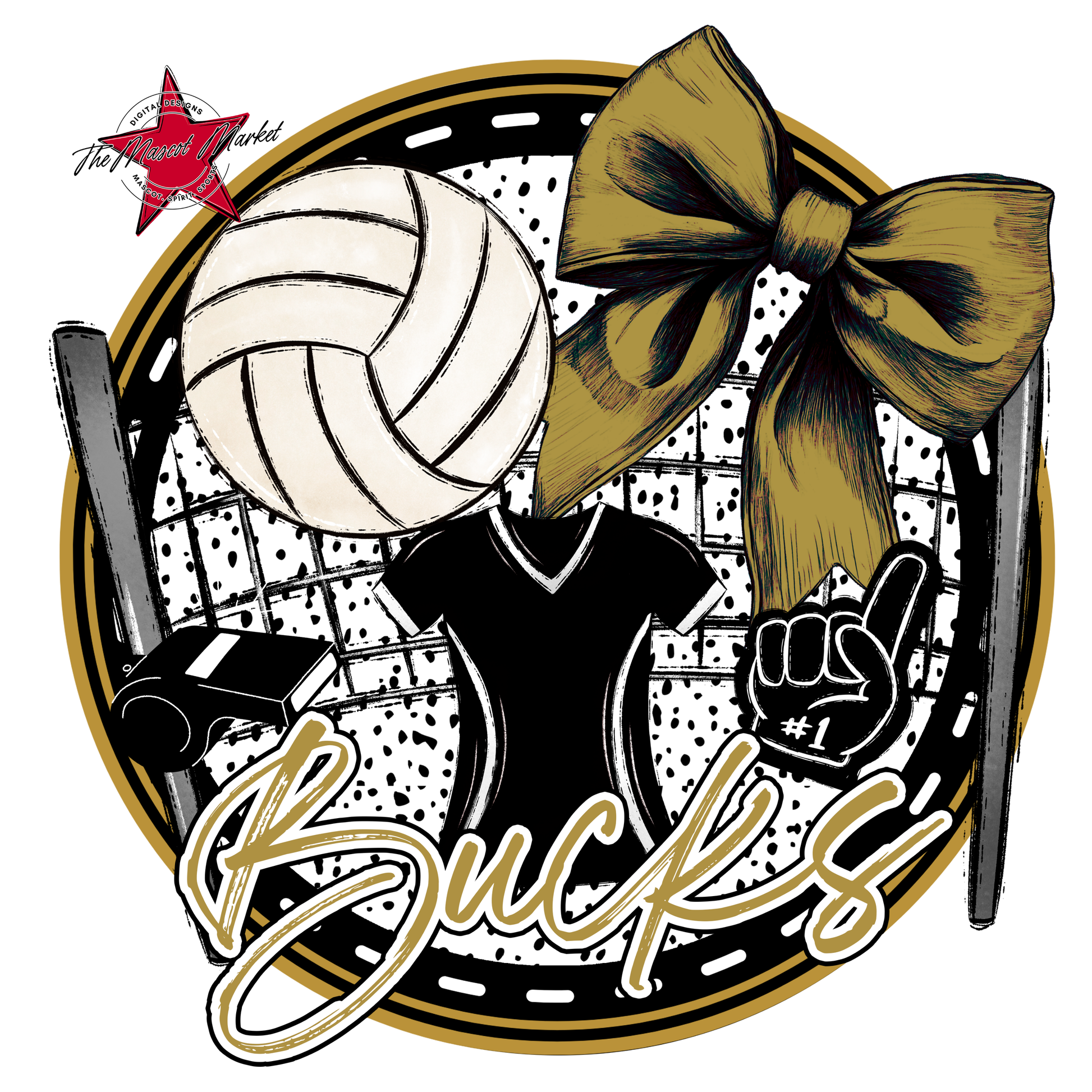 Bucks Circle Volleyball Design-Gold