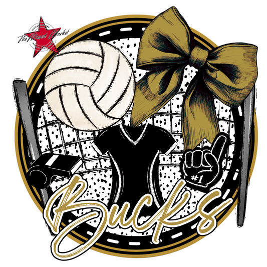 Bucks Circle Volleyball Design-Gold
