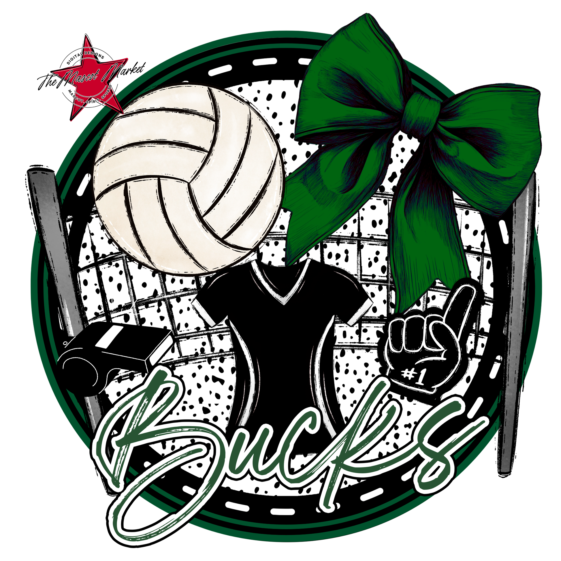 Bucks Circle Volleyball Design-Green