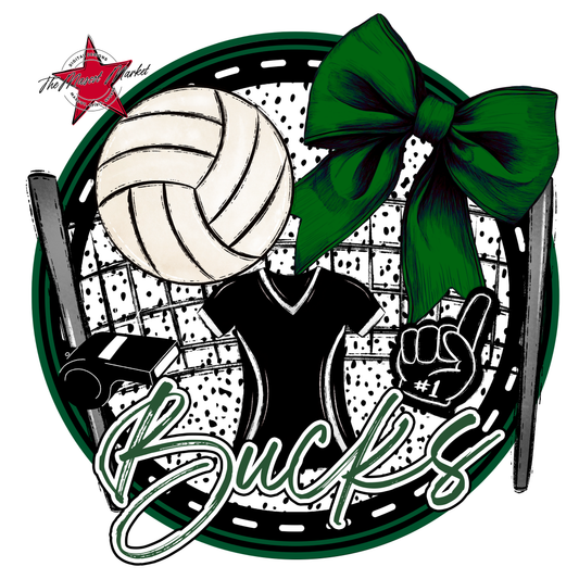 Bucks Circle Volleyball Design-Green