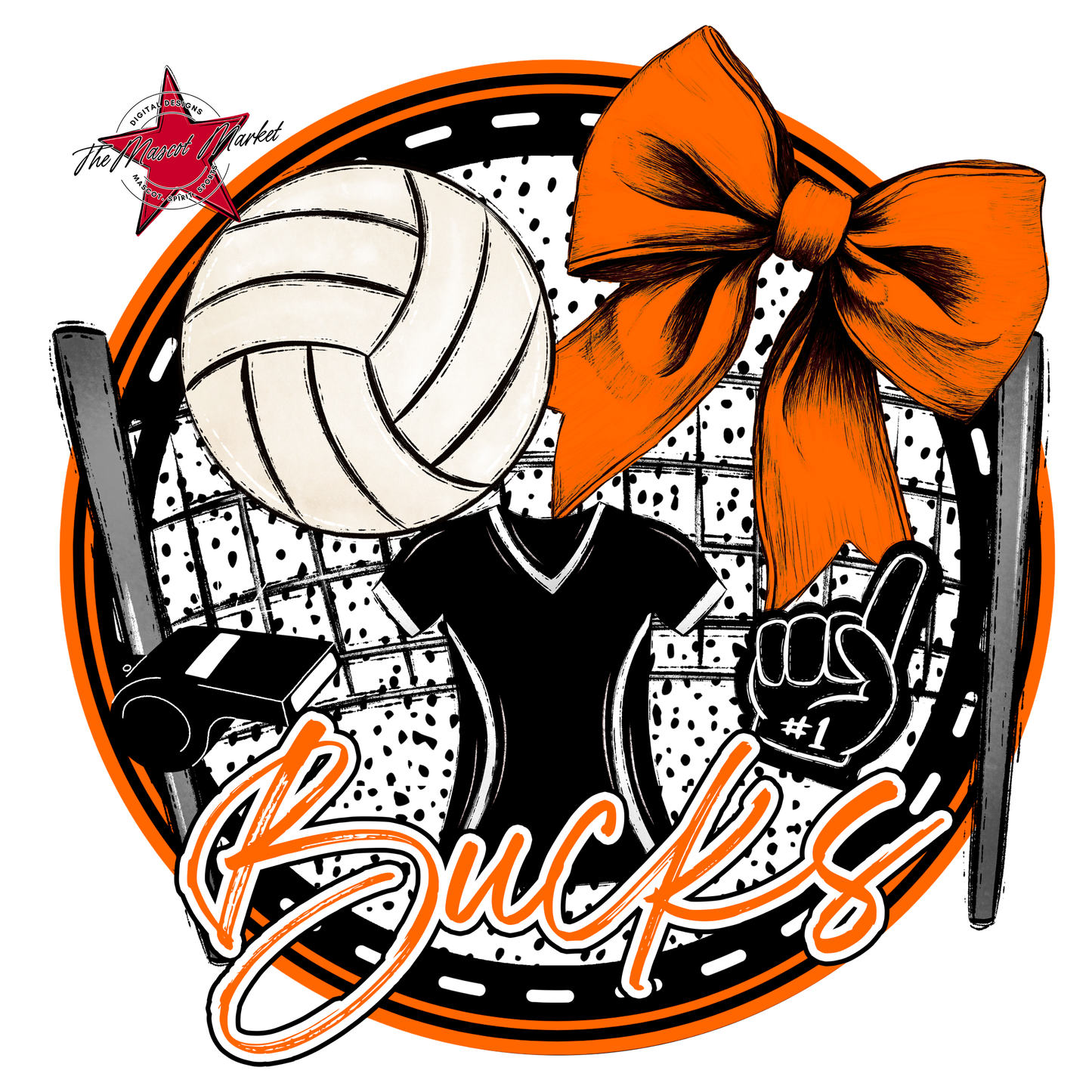 Bucks Circle Volleyball Design-Orange