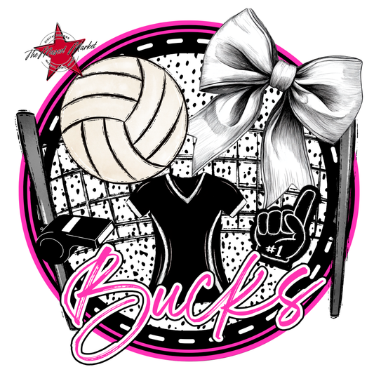 Bucks Circle Volleyball Design-Pink