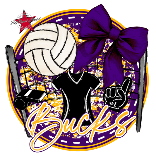 Bucks Circle Volleyball Design-Purple-Yellow