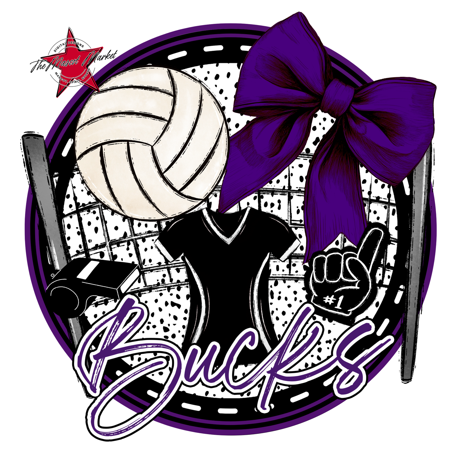 Bucks Circle Volleyball Design-Purple