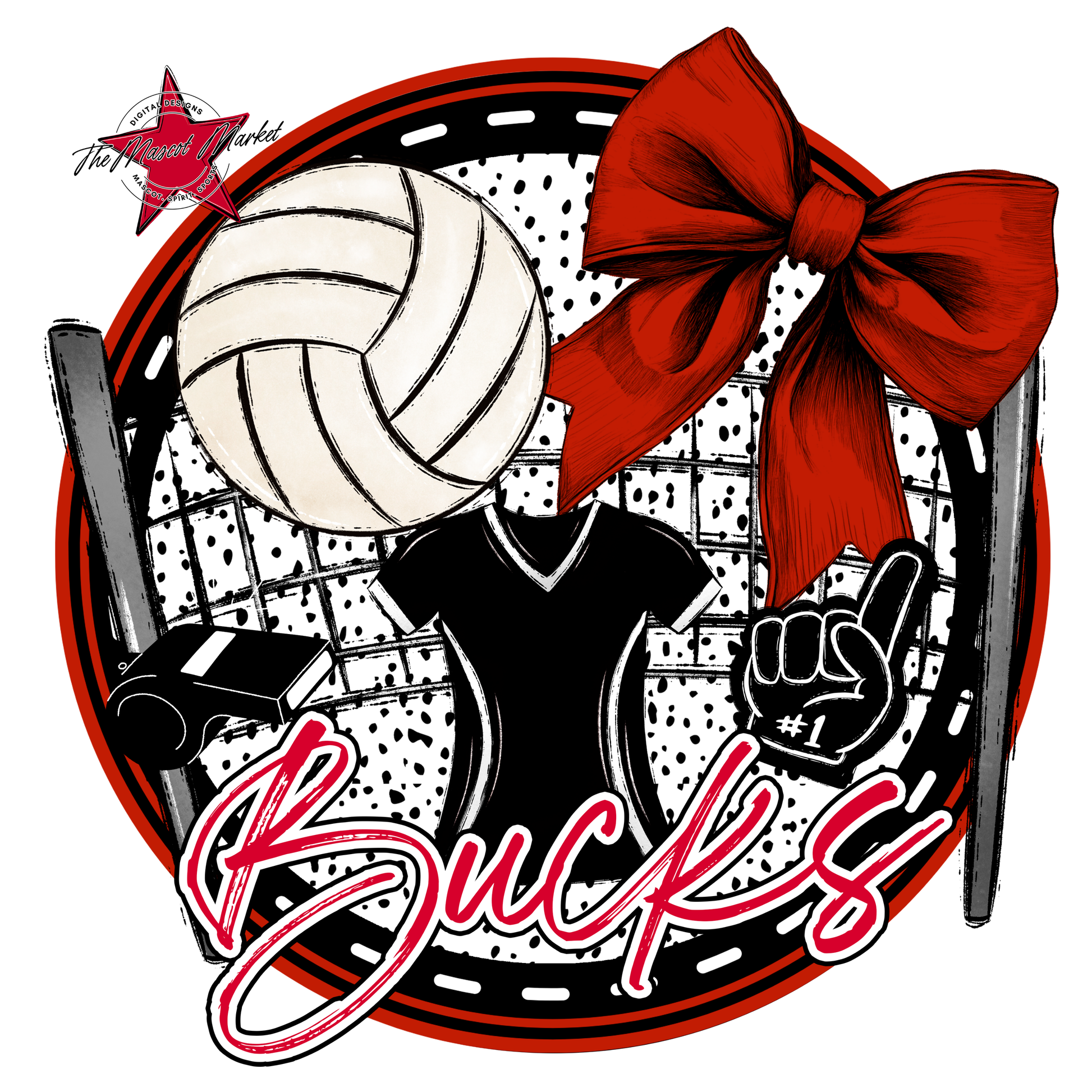 Bucks Circle Volleyball Design-Red