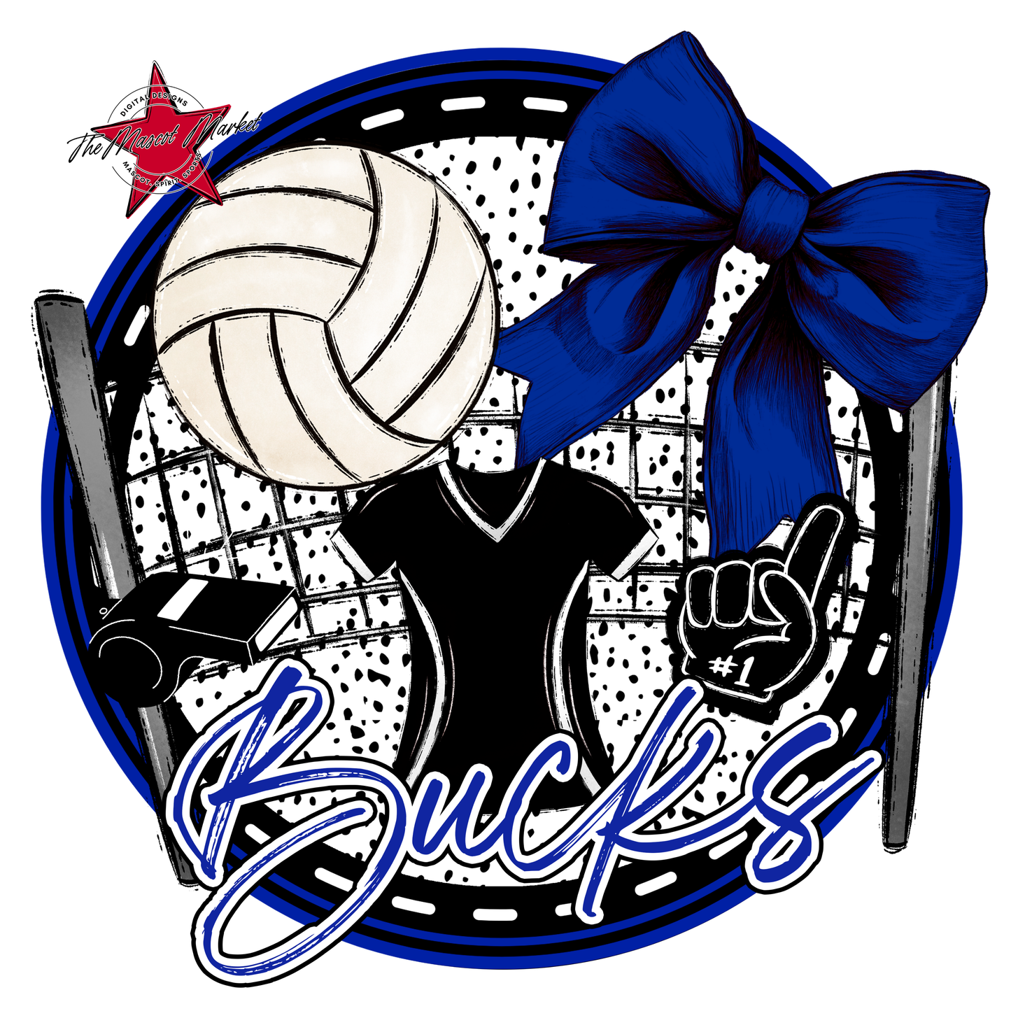 Bucks Circle Volleyball Design-Royal Blue