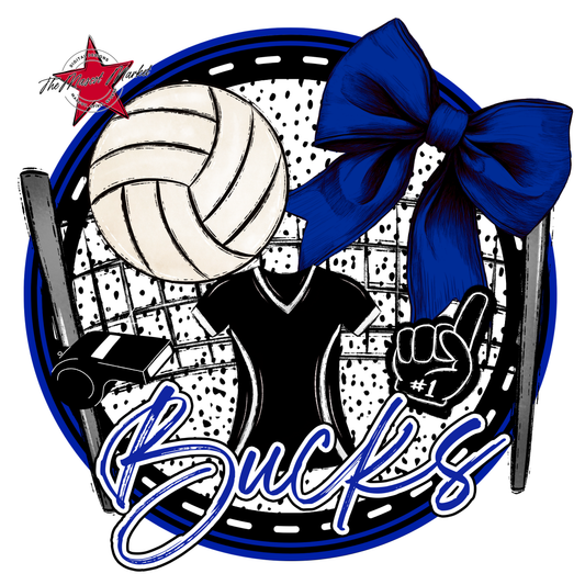 Bucks Circle Volleyball Design-Royal Blue