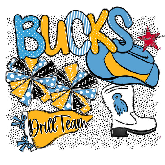 Bucks Drillteam Spirit-Carolina Blue & Yellow