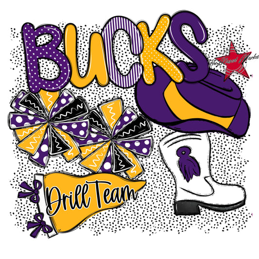 Bucks Drillteam Spirit-Purple & Yellow