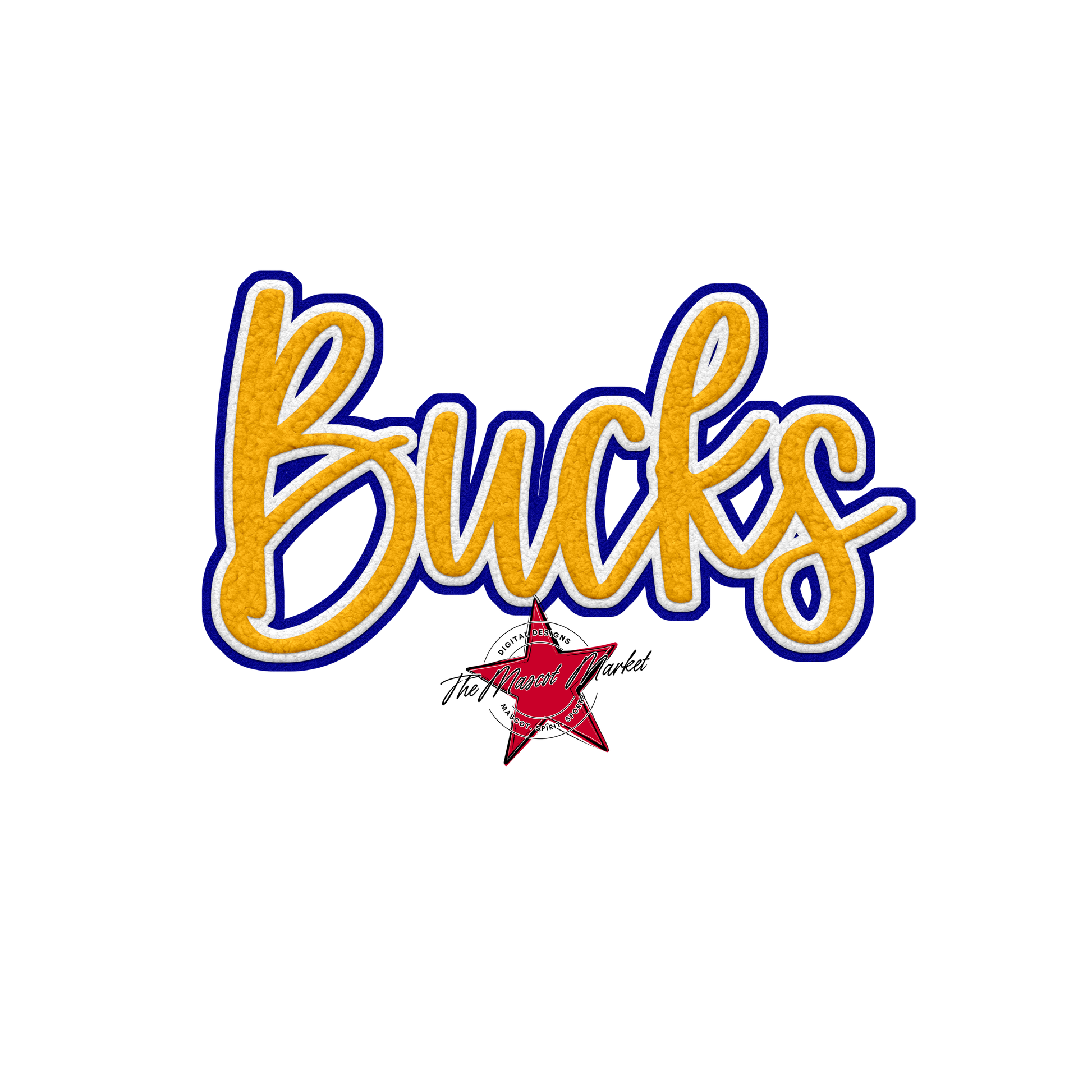 Bucks Faux Chenille Patch-Blue-Yellow