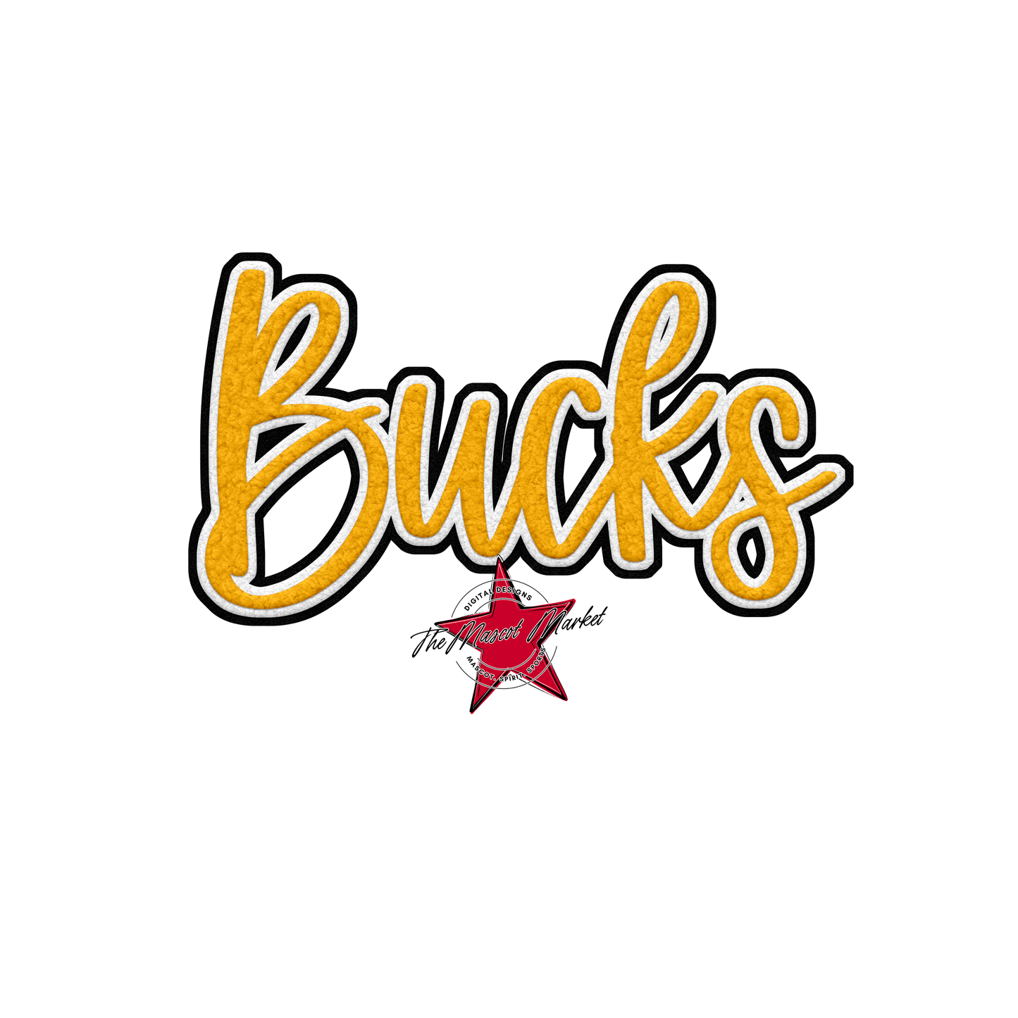Bucks Faux Chenille Patch-Yellow