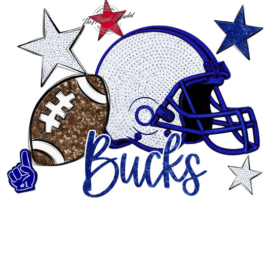 Bucks Football Embroidered Sequins Design-Blue