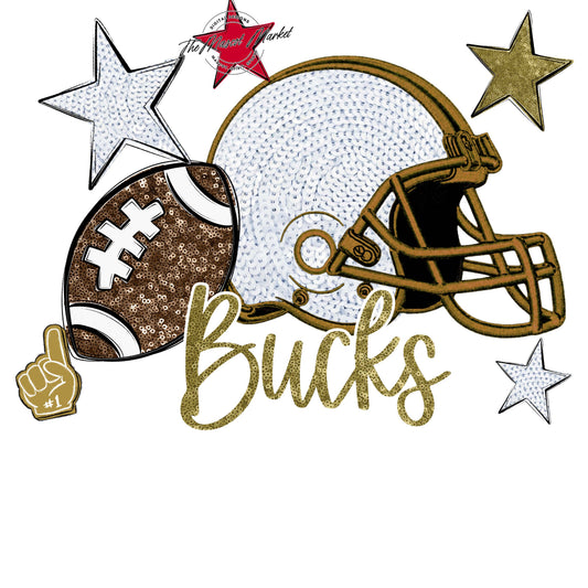 Bucks Football Embroidered Sequins Design-Gold