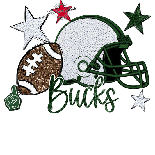 Bucks Football Embroidered Sequins Design-Green