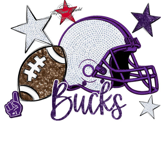 Bucks Football Embroidered Sequins Design-Purple