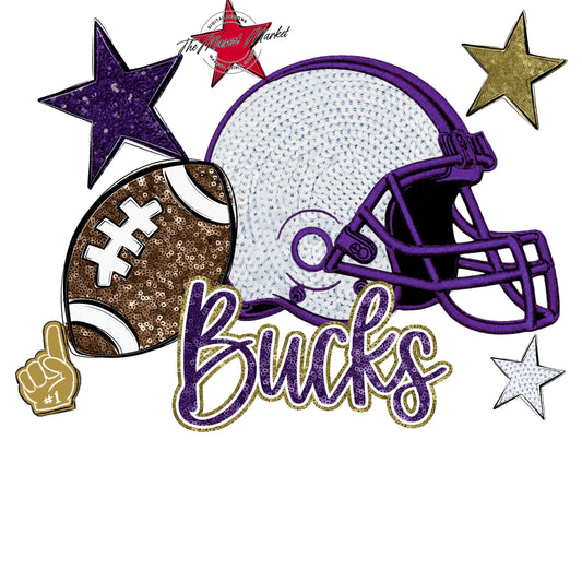 Bucks Football Embroidered Sequins Design-Purple & Gold