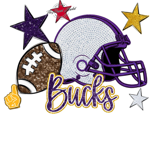 Bucks Football Embroidered Sequins Design-Purple & Yellow