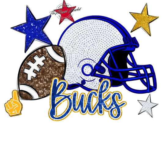 Bucks Football Embroidered Sequins Design-Royal Blue & Yellow