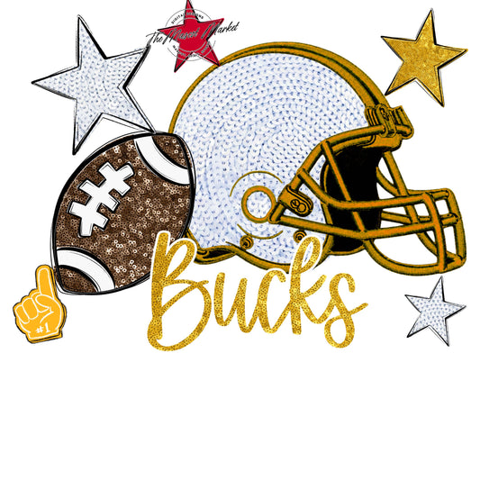 Bucks Football Embroidered Sequins Design-Yellow