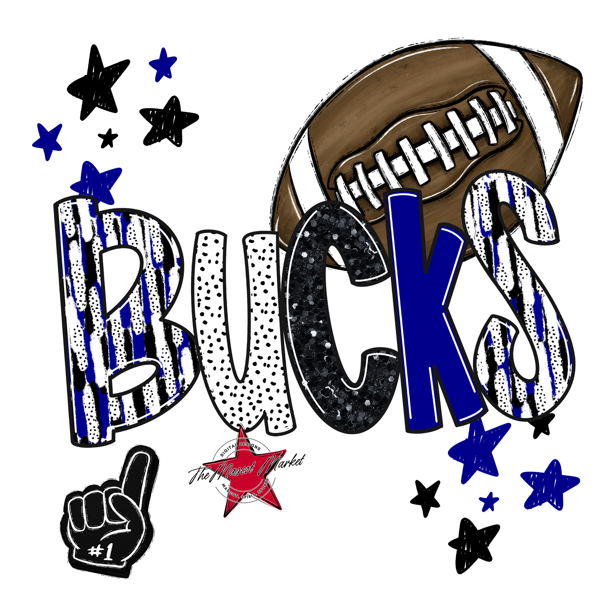 Bucks Football Scrape-Blue